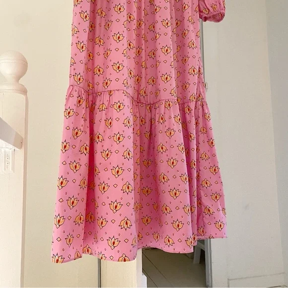 Maeve By Anthropologie Bettina Midi Shirt Dress in Pink Combo - Picture 9 of 10